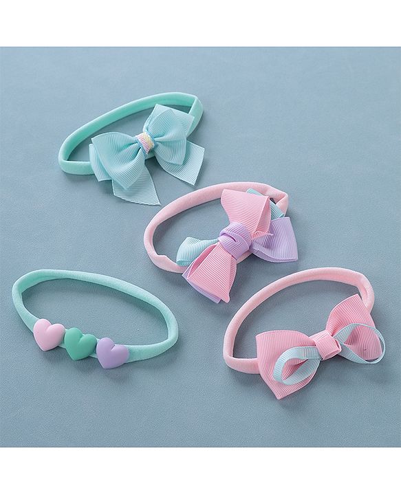 Babyhug Free Size Headbands Pack of 4 - Blue & Multicolor