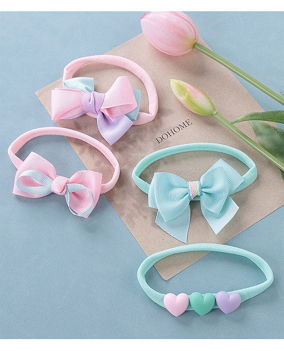 Babyhug Free Size Headbands Pack of 4 - Blue & Multicolor
