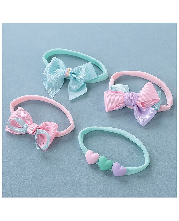 Babyhug Free Size Headbands Pack of 4 - Blue & Multicolor