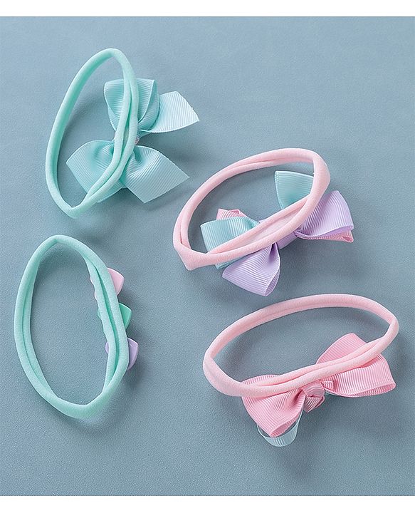 Babyhug Free Size Headbands Pack of 4 - Blue & Multicolor