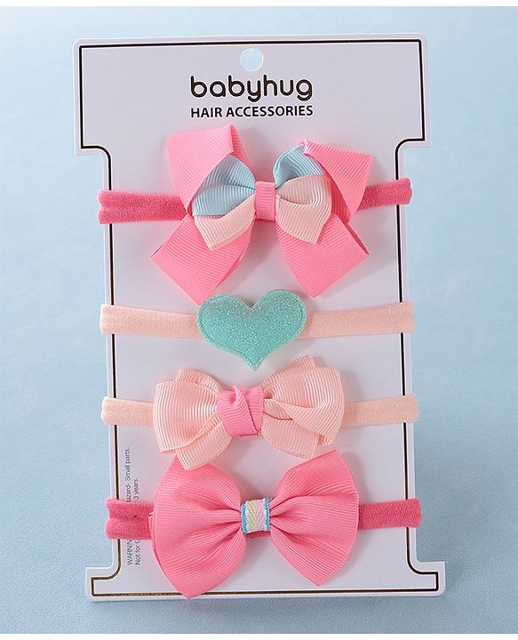 Babyhug Free Size Headbands With Bow Detailing Pack of 4- Multicolor
