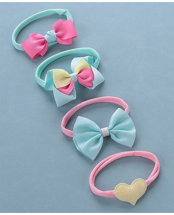 Babyhug Free Size Headbands With Bow Detailing Pack of 4- Multicolor