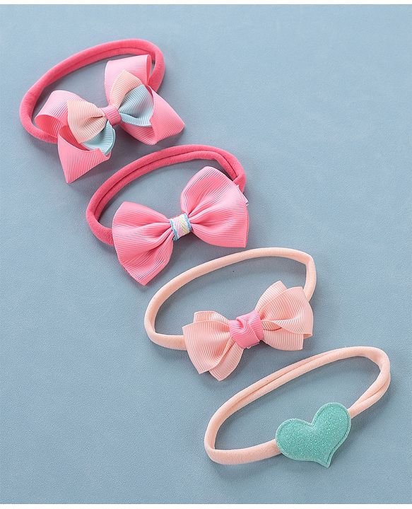 Babyhug Free Size Headbands With Bow Detailing Pack of 4- Multicolor
