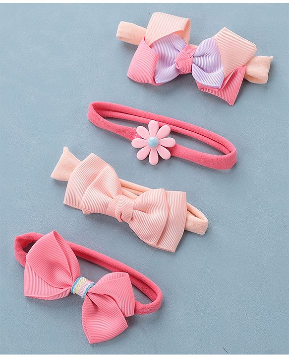 Babyhug Free Size Headbands with Bow Pack of 4 - Multicolor