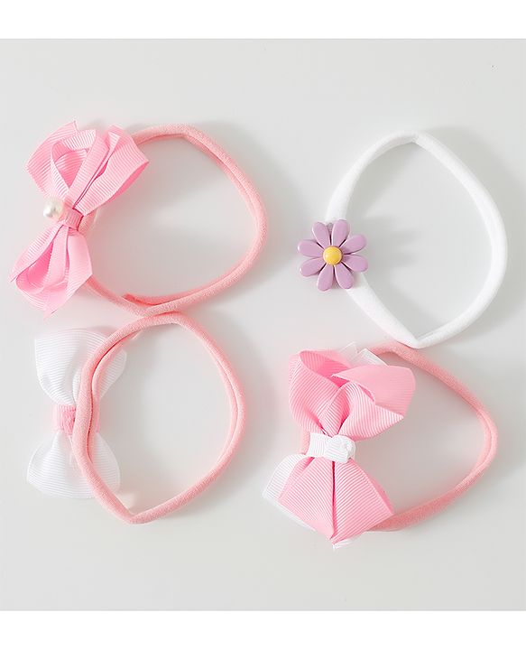Babyhug Free Size Headbands with Bow Pack of 4 - Multicolor