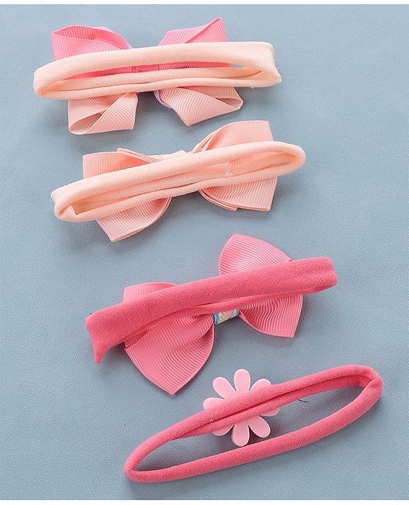 Babyhug Free Size Headbands with Bow Pack of 4 - Multicolor