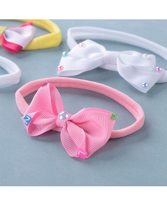 Babyhug Free Size Headbands with Bow Pack of 5 - Multicolor