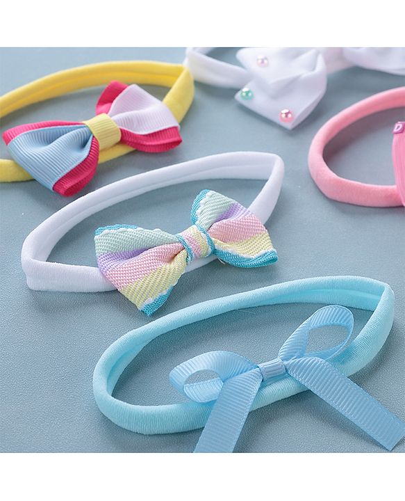 Babyhug Free Size Headbands with Bow Pack of 5 - Multicolor