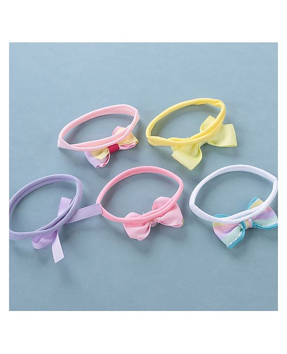 Babyhug Free Size Headbands with Bow Pack of 5 - Multicolor