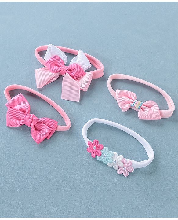 Babyhug Free Size Headbands With Bow Detailing Pack of 4- Multicolor