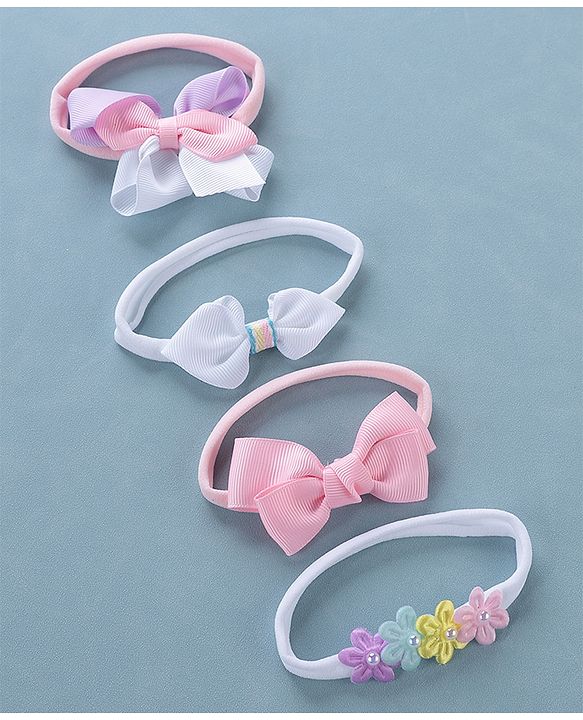 Babyhug Free Size Headbands With Bow Detailing Pack of 4- Multicolor