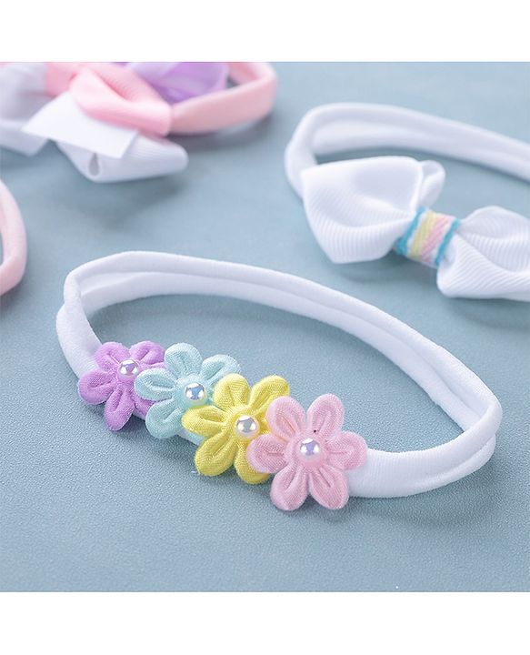 Babyhug Free Size Headbands With Bow Detailing Pack of 4- Multicolor