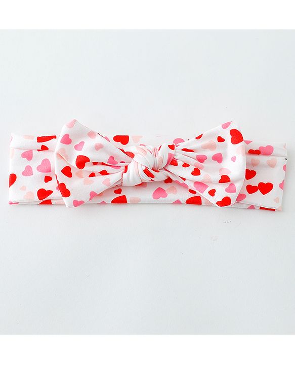 Babyhug Heart Shape Printed Bow Headbands Pack Of 3 - Multicolor