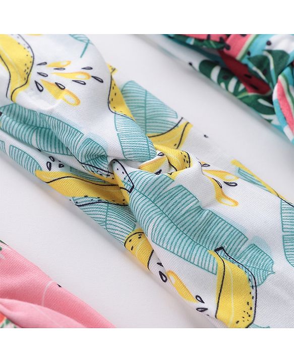 Babyhug Free Size Headbands With Bow Detailing Strawberry & Banana Print Pack of 3- Multicolor