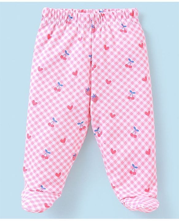 Babyhug Cotton Full Length Bootie Pants Floral Print Pack Of 3- Blue & Pink