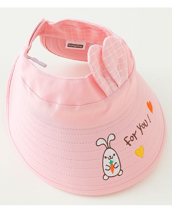 Babyhug Free Size Bucket Hat Text Embroidered & Ear Applique - Pink
