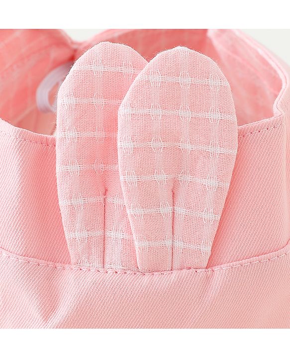 Babyhug Free Size Bucket Hat Text Embroidered & Ear Applique - Pink