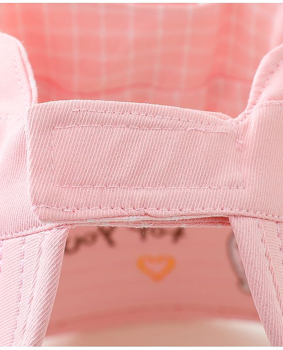 Babyhug Free Size Bucket Hat Text Embroidered & Ear Applique - Pink