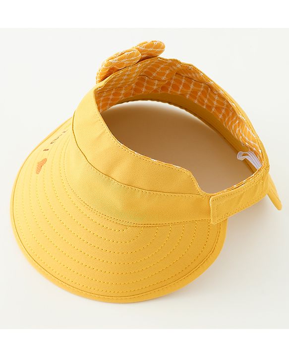 Babyhug Free Size Bucket Hat Text Embroidered & Ear Applique - Yellow
