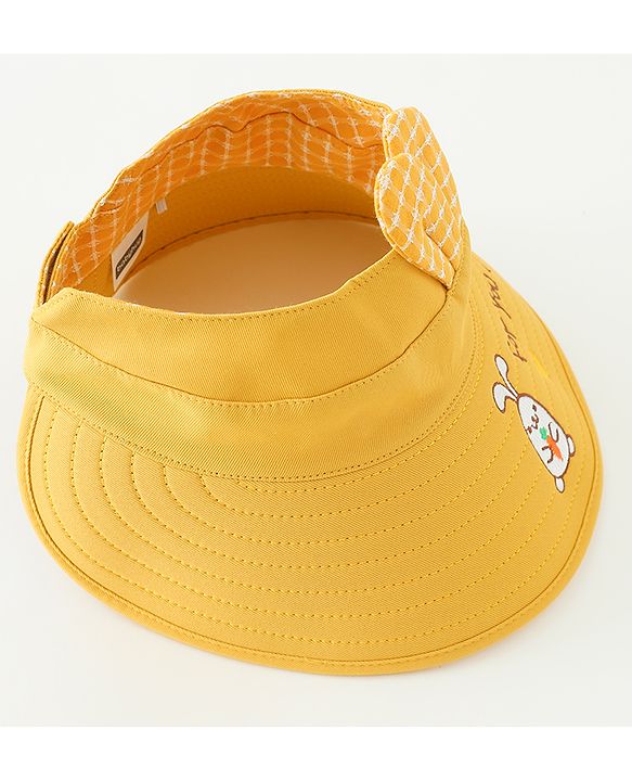 Babyhug Free Size Bucket Hat Text Embroidered & Ear Applique - Yellow
