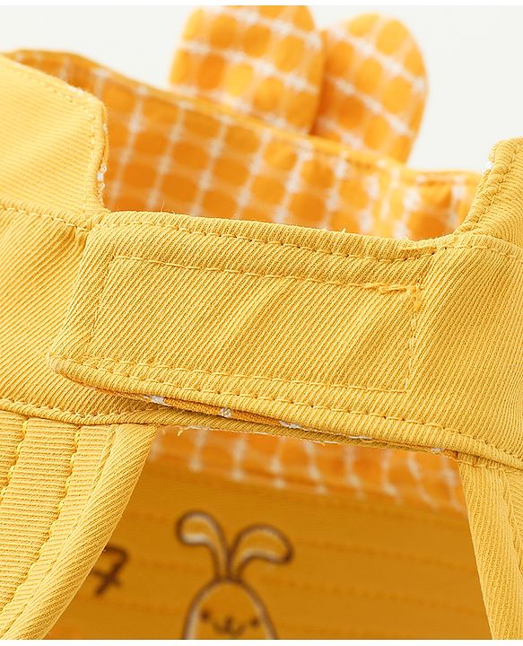 Babyhug Free Size Bucket Hat Text Embroidered & Ear Applique - Yellow