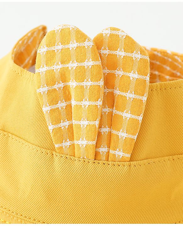Babyhug Free Size Bucket Hat Text Embroidered & Ear Applique - Yellow