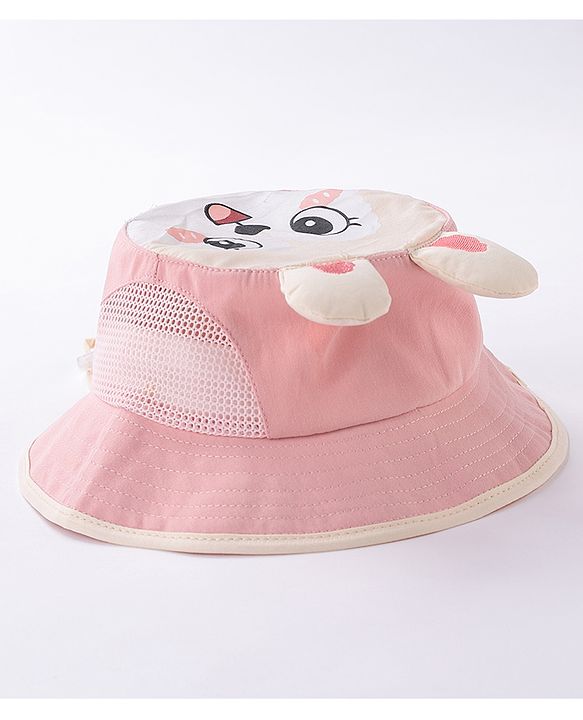 Babyhug Free Size Bucket Hat Bunny Print & Ear Applique - Pink