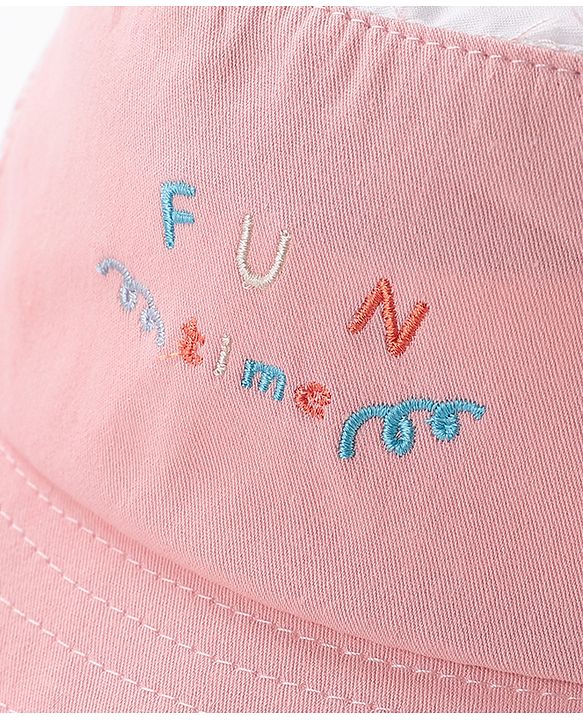 Babyhug Free Size Bucket Hat Bunny Print & Ear Applique - Pink