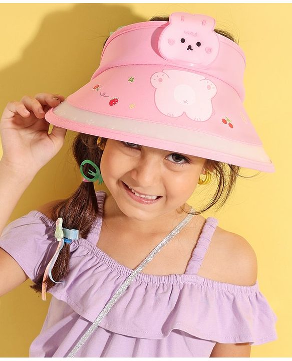 Babyhug Free Size Bucket Hat Bunny Applique - Pink