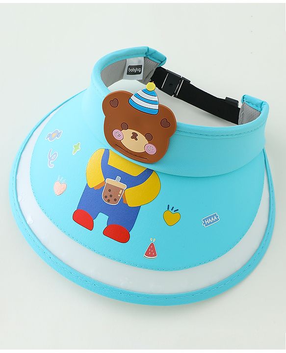 Babyhug Free Size Bucket Hat Teddy Applique - Light Blue