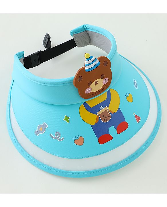 Babyhug Free Size Bucket Hat Teddy Applique - Light Blue