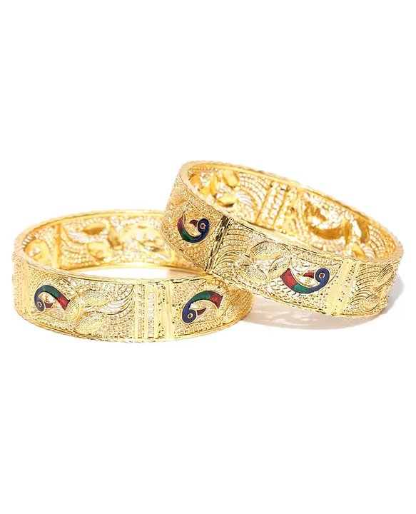 YouBella Set Of 2 Gold Plated Gold Stone Studded Bangle Set 30 g Online in  India, Buy at Best Price from Firstcry.com - 12626409