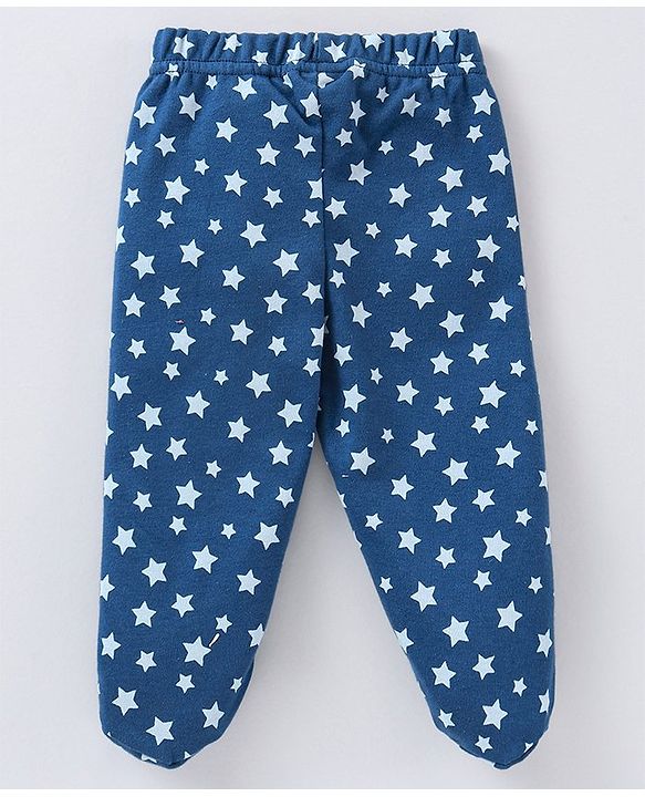Babyhug Cotton Knit Footed Length Bootie Leggings Striped & Teddy Print Pack of 3 - Multicolour