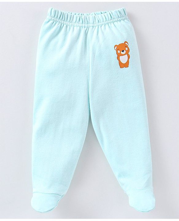 Babyhug Cotton Knit Footed Length Bootie Leggings Striped & Teddy Print Pack of 3 - Multicolour