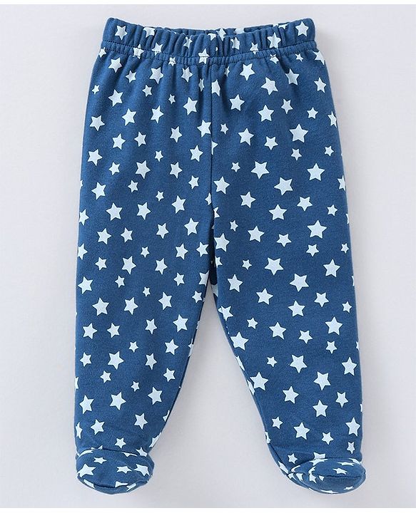 Babyhug Cotton Knit Footed Length Bootie Leggings Striped & Teddy Print Pack of 3 - Multicolour