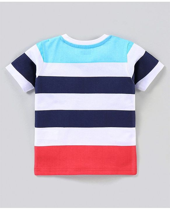 Babyhug Cotton Knit Half Sleeves T-Shirt Truck Print - Blue
