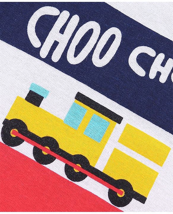 Babyhug Cotton Knit Half Sleeves T-Shirt Truck Print - Blue
