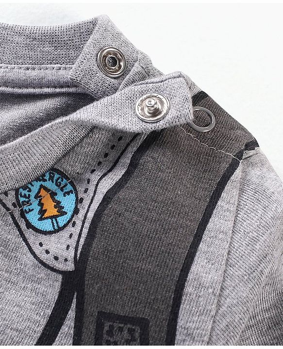 Babyhug Cotton Half Sleeves T-shirt Binoculars Print - Grey
