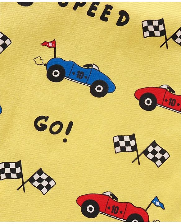 Babyhug Cotton Half Sleeves T-Shirt Car Print Pack of 3 - Yellow Blue