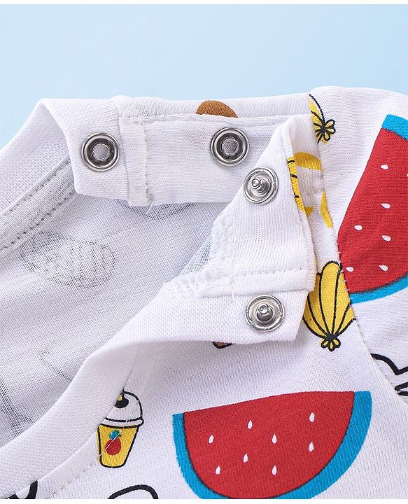 Babyhug Half Sleeves T-Shirt Summer Theme Print - White