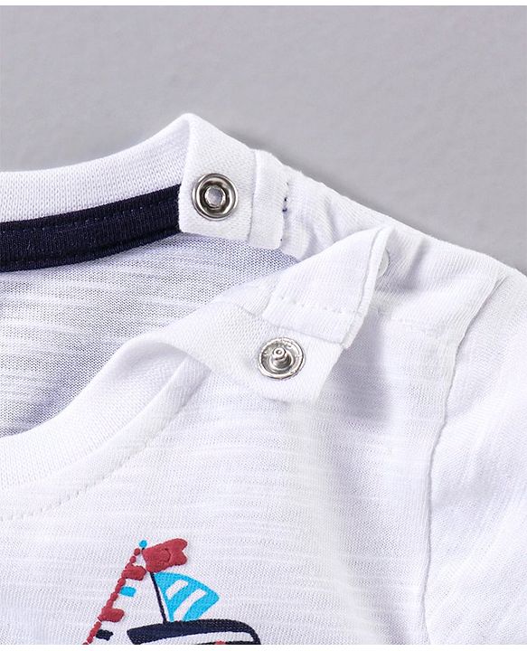 Babyhug Half Sleeves T-Shirt Sailor Print - White