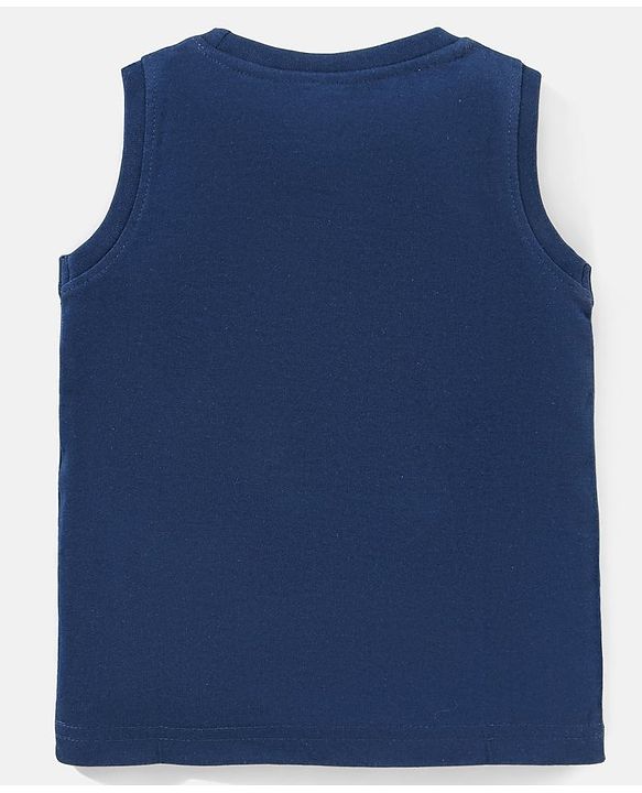Babyhug Cotton Sleeveless T-Shirt Croc Print - Blue