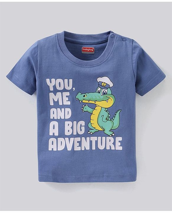 Babyhug Cotton Half Sleeves T-Shirt Stripes & Shark Print Pack of 3 - Blue Green