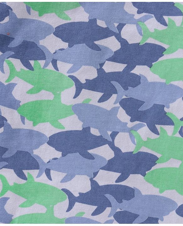Babyhug Cotton Half Sleeves T-Shirt Stripes & Shark Print Pack of 3 - Blue Green