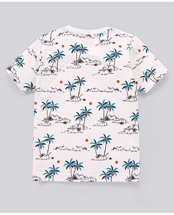 Babyhug Cotton Half Sleeves T-Shirt Stripes & Pine Tree Print Pack of 3 - Yellow & White