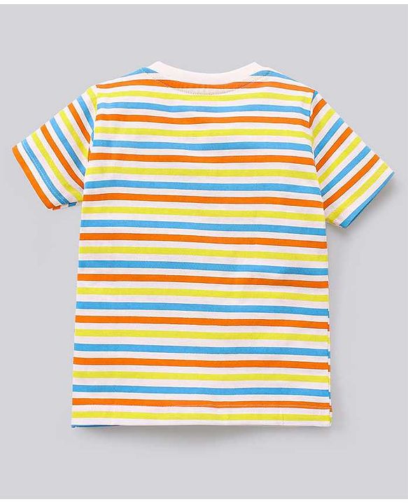 Babyhug Cotton Half Sleeves T-Shirt Stripes & Pine Tree Print Pack of 3 - Yellow & White