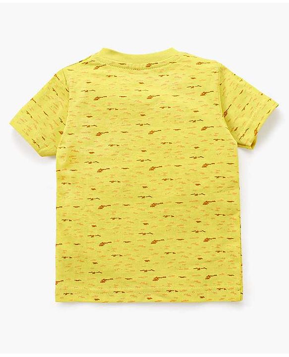 Babyhug Cotton Half Sleeves T-Shirt Stripes & Pine Tree Print Pack of 3 - Yellow & White