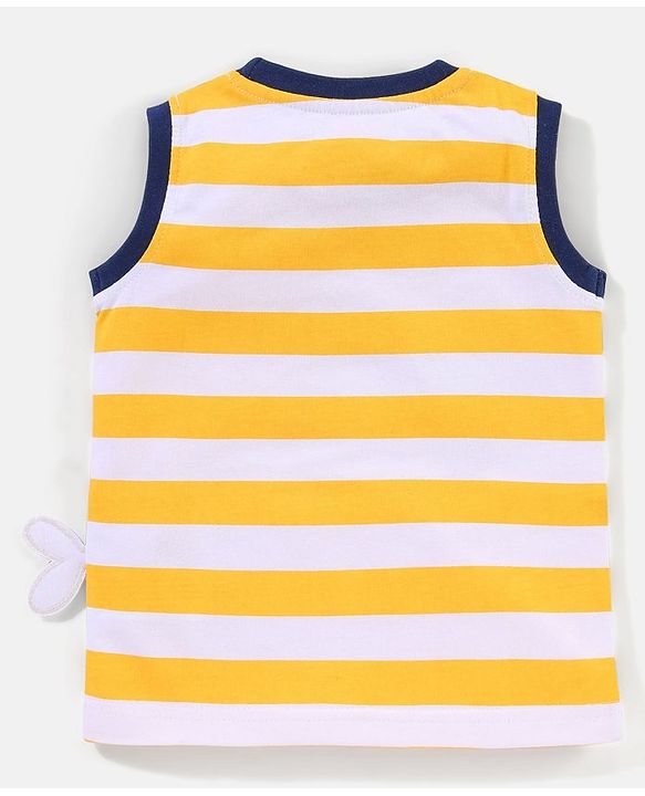 Babyhug Cotton Sleeveless T-Shirt Shark Print - Yellow