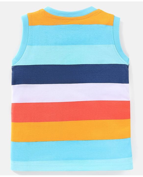 Babyhug Cotton Sleeveless T-Shirt Happy Days Print - Blue