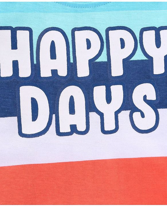 Babyhug Cotton Sleeveless T-Shirt Happy Days Print - Blue